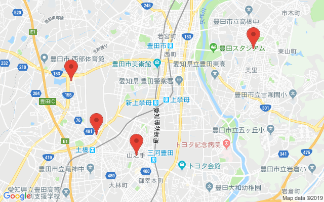 豊田の保険相談窓口のマップ